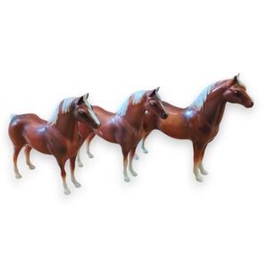 Set of 3 Vintage Hartland Horse Family Mare Brown Red Sorrel White Mane 7''